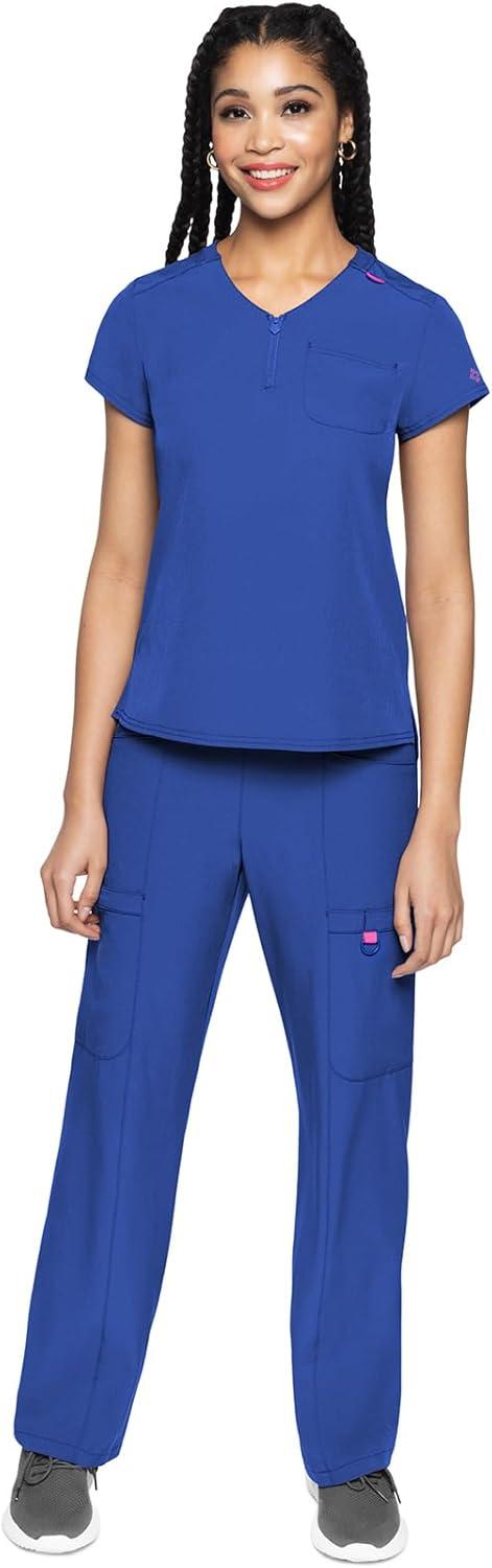 imageMed Couture Scrubs top for Women Medical Quarter Zip VNeck Scrub Top Tuckable with Chest Pocket and Rounded Hem MC705Royal