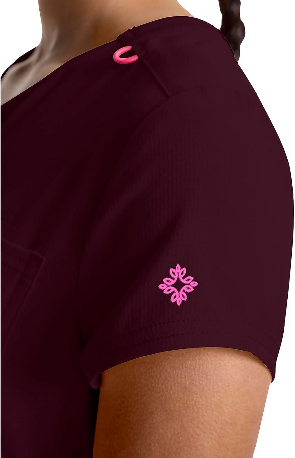 imageMed Couture Scrubs top for Women Medical Quarter Zip VNeck Scrub Top Tuckable with Chest Pocket and Rounded Hem MC705Wine