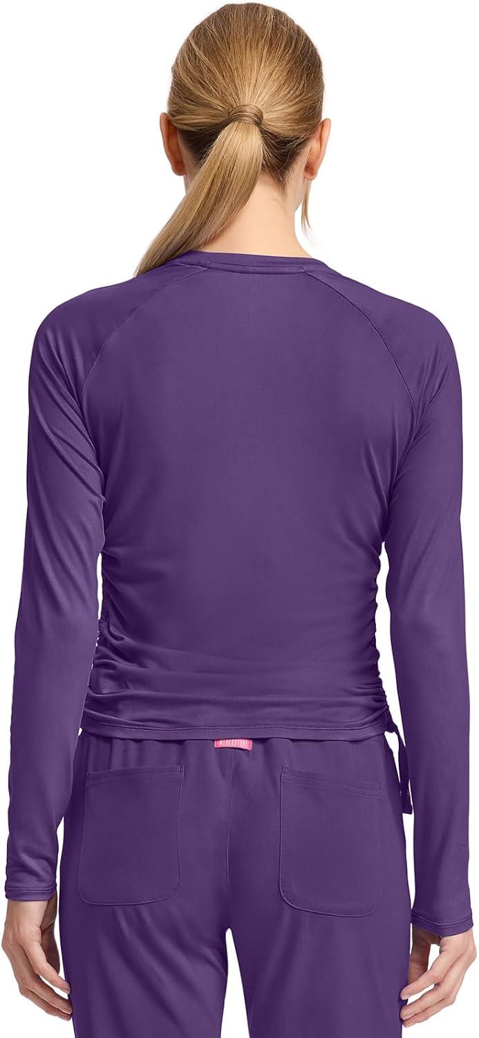 imageMed Couture Underscrub Long Sleeve Women Top Ruched Knit Details Rounded Hem with Adjustable Taping at Side Seam MC700Galactic Purple