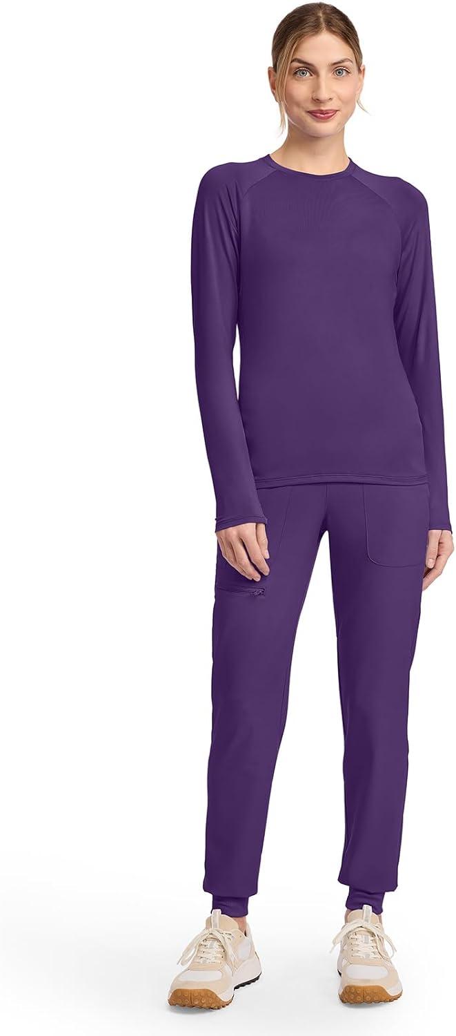 imageMed Couture Underscrub Long Sleeve Women Top Ruched Knit Details Rounded Hem with Adjustable Taping at Side Seam MC700Galactic Purple