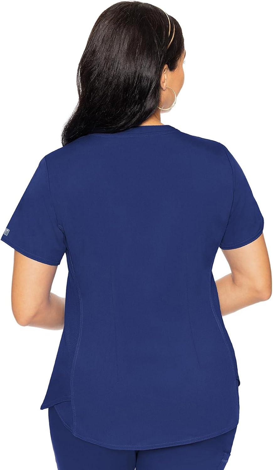 imageMed Couture VNeck Scrub Top for Women with 4 Pockets RibKnit Side Panel and Shirttail Hem MC7459Galaxy
