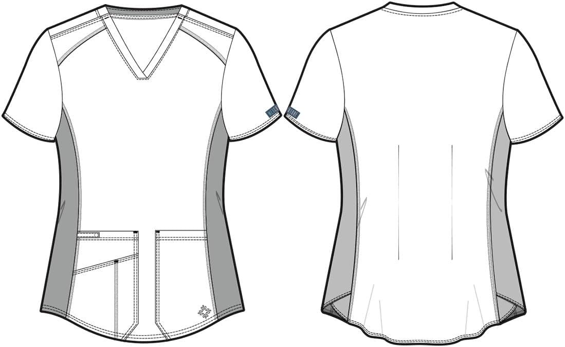 imageMed Couture VNeck Scrub Top for Women with 4 Pockets RibKnit Side Panel and Shirttail Hem MC7459Maliblue Shore