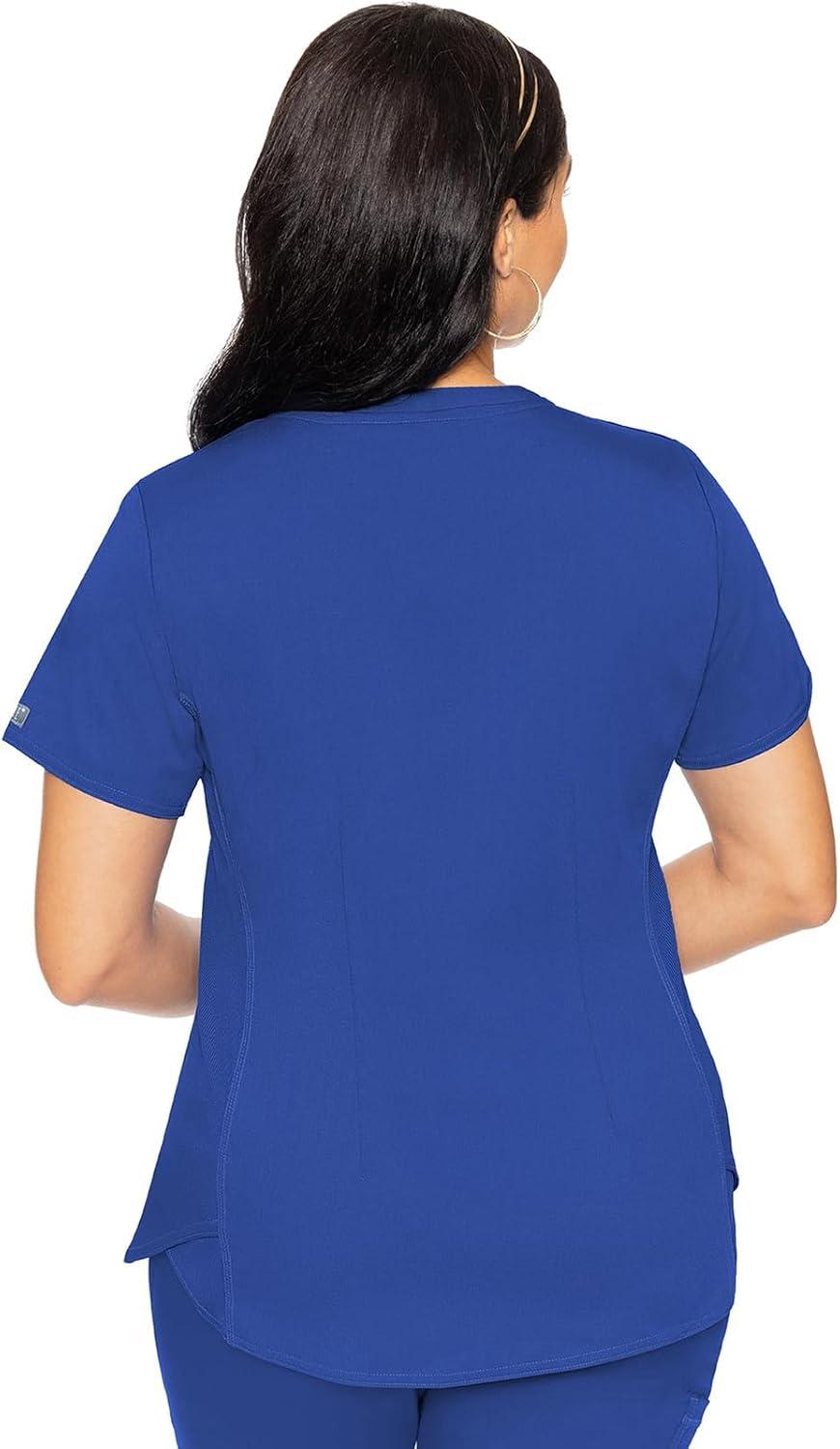 imageMed Couture VNeck Scrub Top for Women with 4 Pockets RibKnit Side Panel and Shirttail Hem MC7459Royal