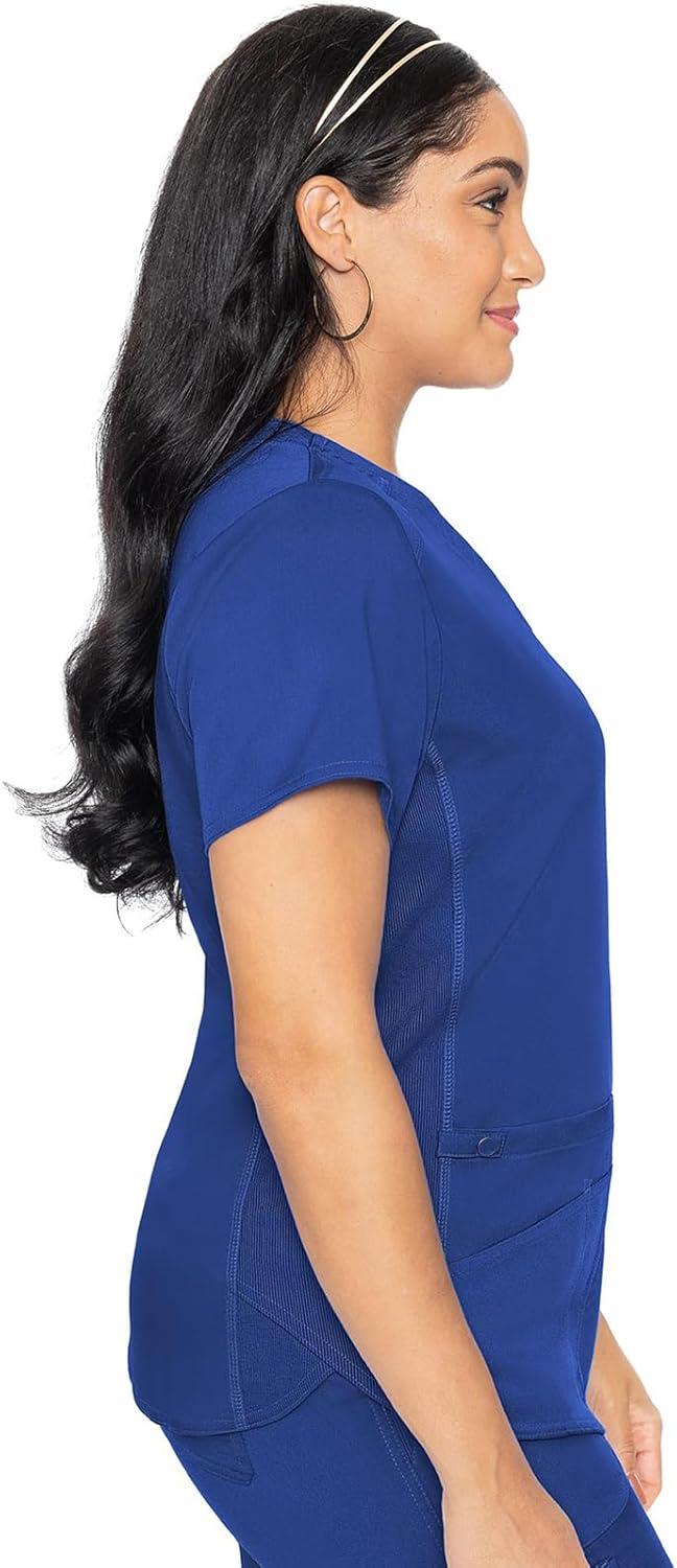 imageMed Couture VNeck Scrub Top for Women with 4 Pockets RibKnit Side Panel and Shirttail Hem MC7459Royal