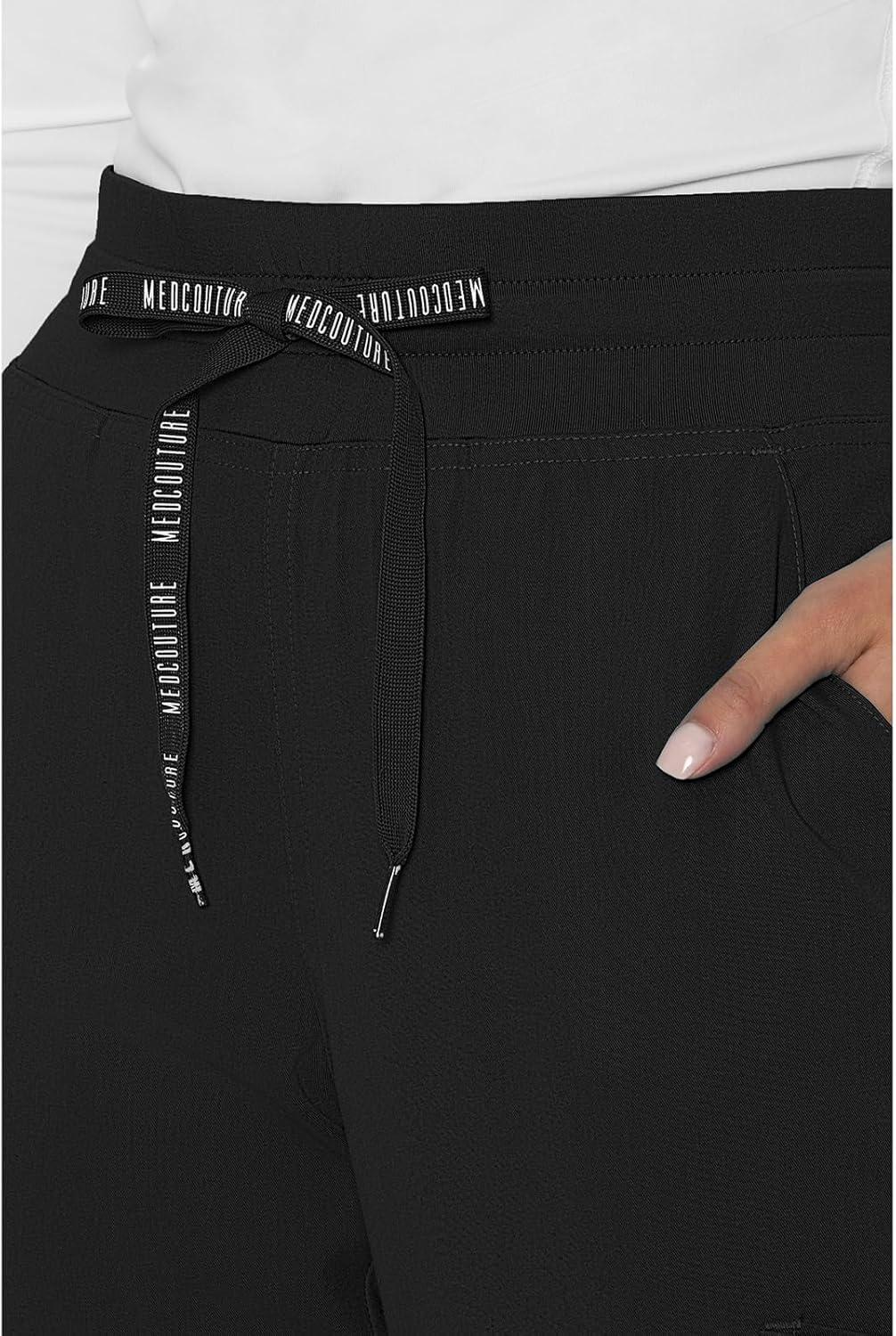 imageMed Couture Womens Cargo Scrub Jogger Pants 6 Pockets Ultra Soft Stretch Easy Care Soft Medical Uniform Bottoms MC7705Black
