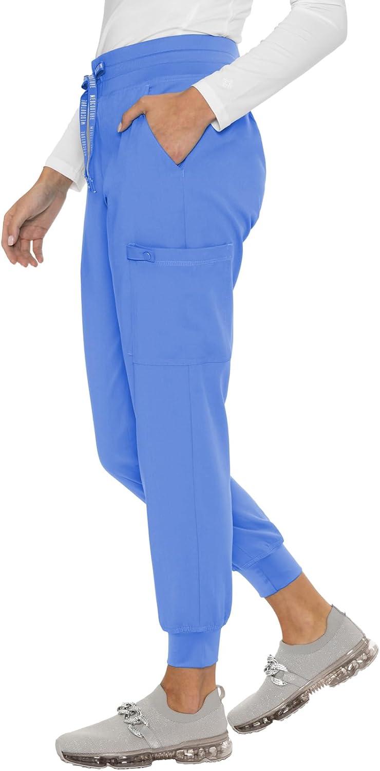 imageMed Couture Womens Cargo Scrub Jogger Pants 6 Pockets Ultra Soft Stretch Easy Care Soft Medical Uniform Bottoms MC7705Ciel