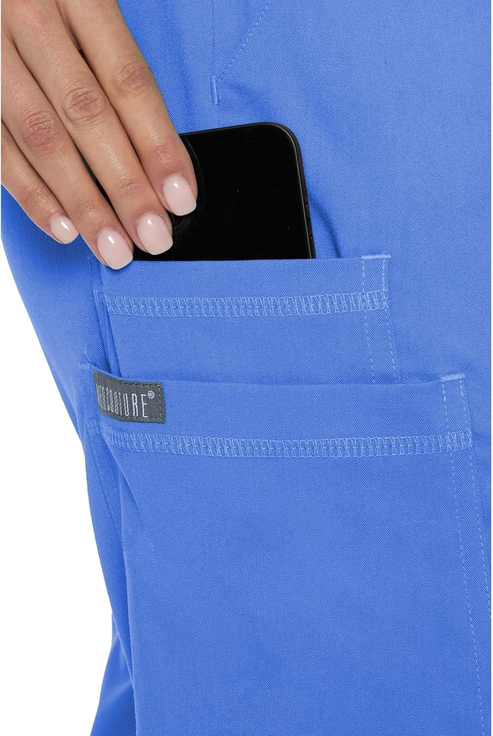imageMed Couture Womens Cargo Scrub Jogger Pants 6 Pockets Ultra Soft Stretch Easy Care Soft Medical Uniform Bottoms MC7705Ciel