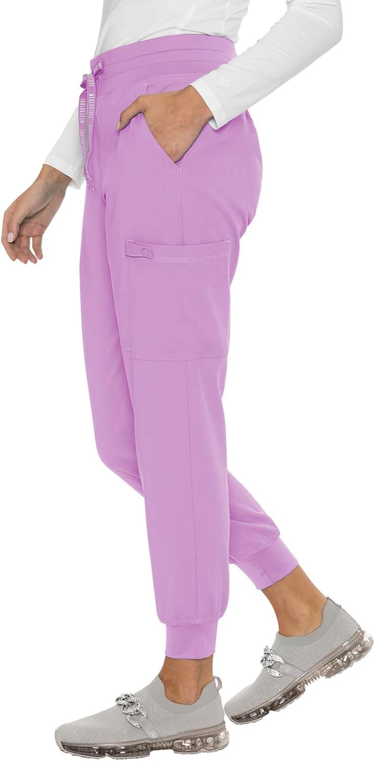 imageMed Couture Womens Cargo Scrub Jogger Pants 6 Pockets Ultra Soft Stretch Easy Care Soft Medical Uniform Bottoms MC7705Lilac