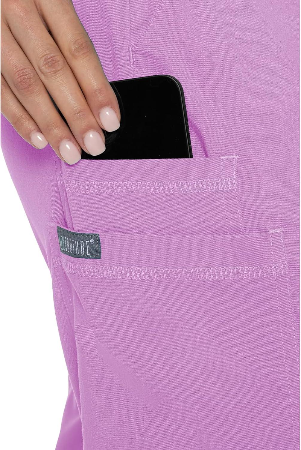 imageMed Couture Womens Cargo Scrub Jogger Pants 6 Pockets Ultra Soft Stretch Easy Care Soft Medical Uniform Bottoms MC7705Lilac