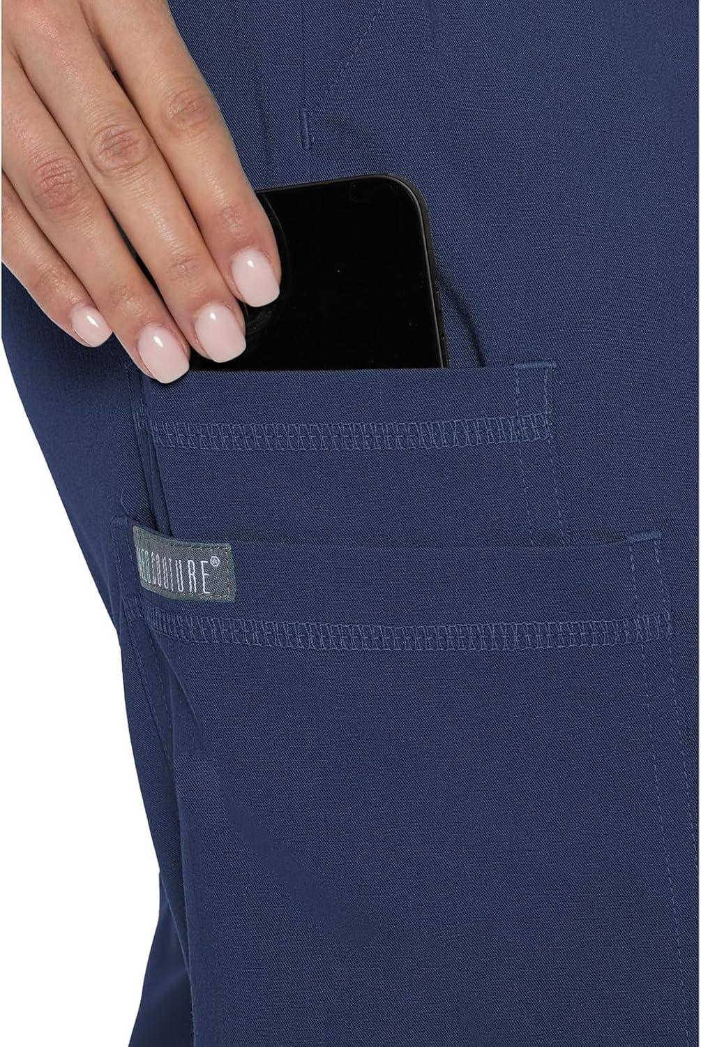 imageMed Couture Womens Cargo Scrub Jogger Pants 6 Pockets Ultra Soft Stretch Easy Care Soft Medical Uniform Bottoms MC7705Navy