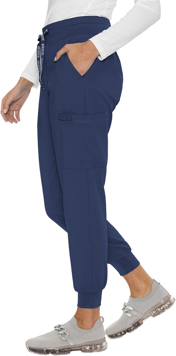 imageMed Couture Womens Cargo Scrub Jogger Pants 6 Pockets Ultra Soft Stretch Easy Care Soft Medical Uniform Bottoms MC7705Navy