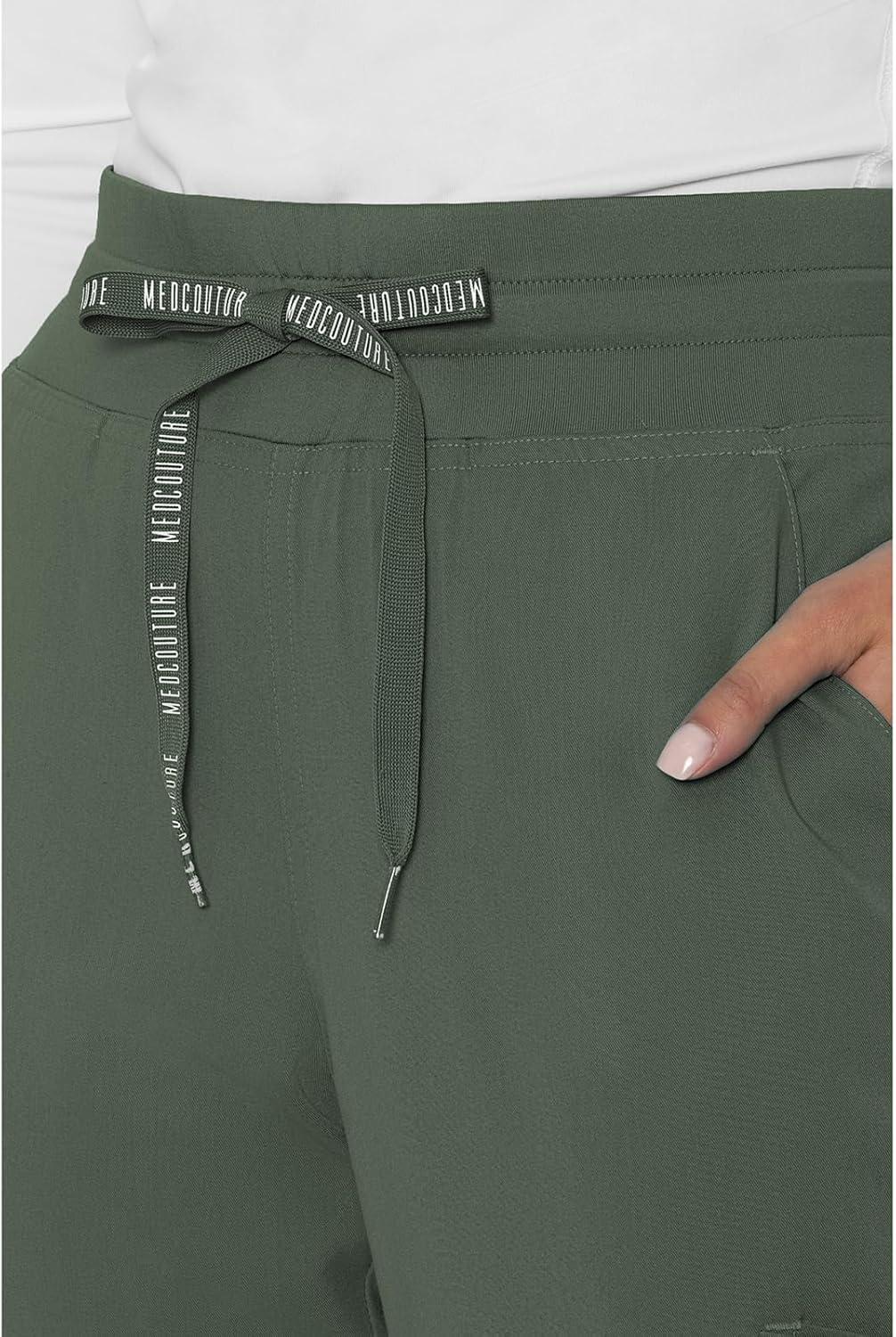 imageMed Couture Womens Cargo Scrub Jogger Pants 6 Pockets Ultra Soft Stretch Easy Care Soft Medical Uniform Bottoms MC7705Olive