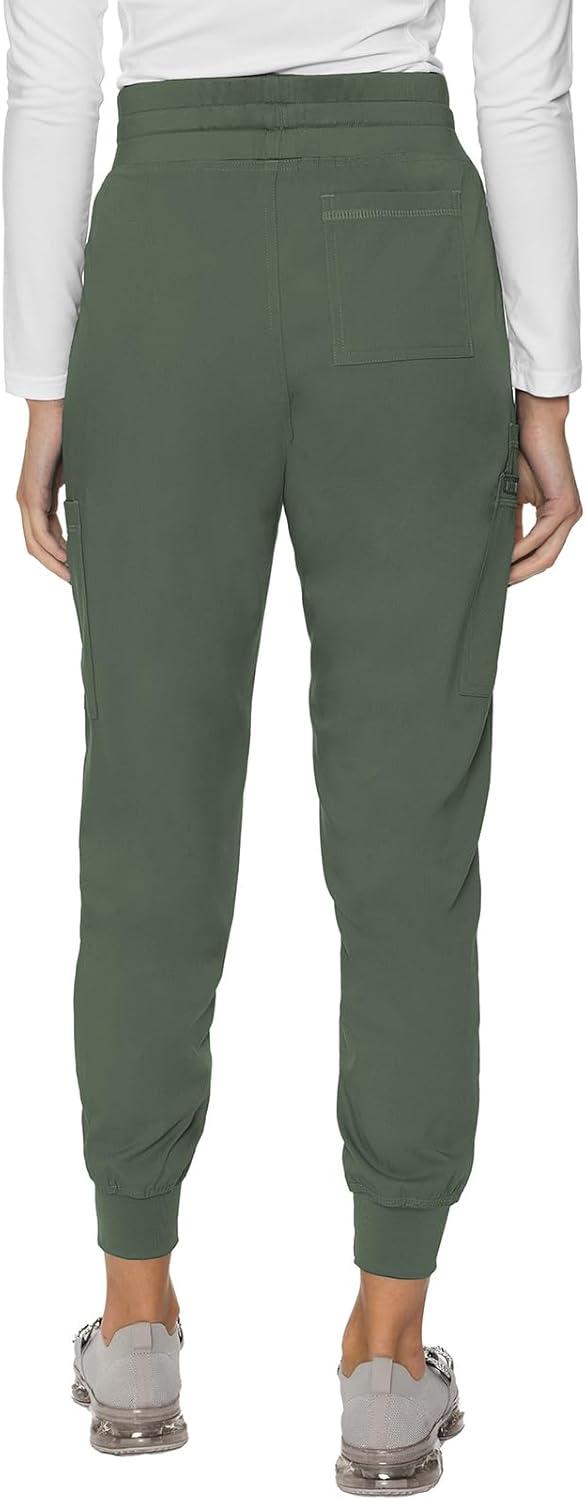 imageMed Couture Womens Cargo Scrub Jogger Pants 6 Pockets Ultra Soft Stretch Easy Care Soft Medical Uniform Bottoms MC7705Olive
