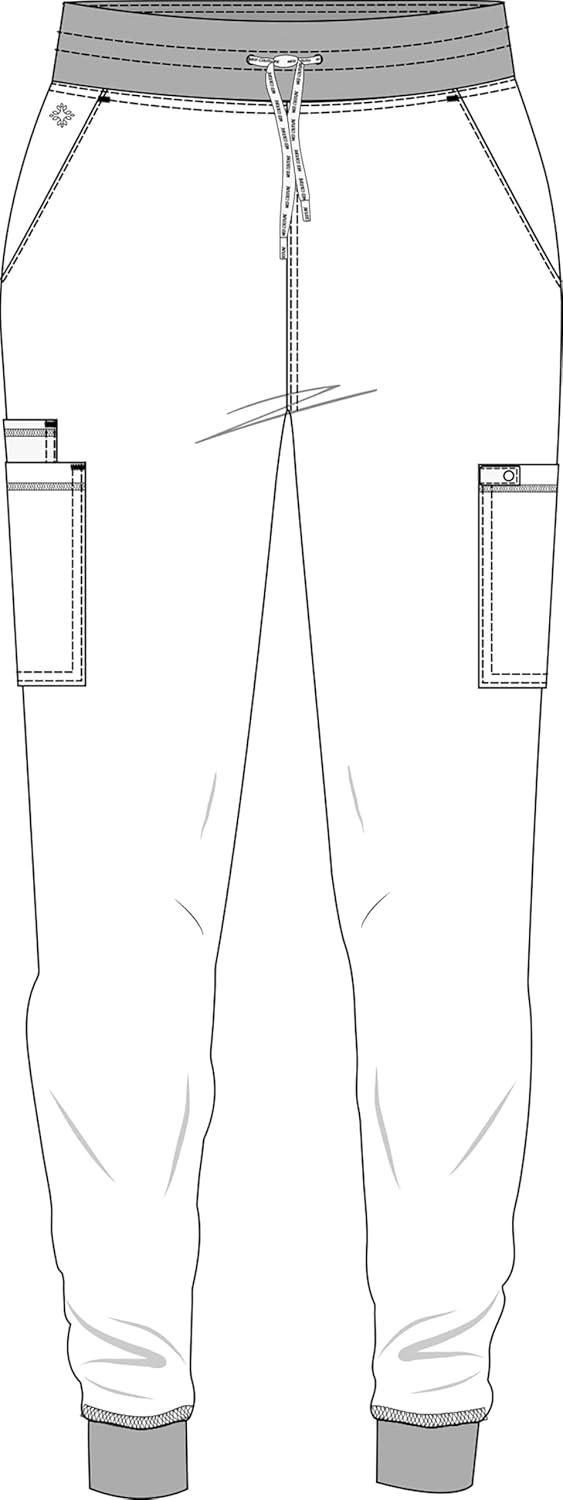 imageMed Couture Womens Cargo Scrub Jogger Pants 6 Pockets Ultra Soft Stretch Easy Care Soft Medical Uniform Bottoms MC7705Pewter