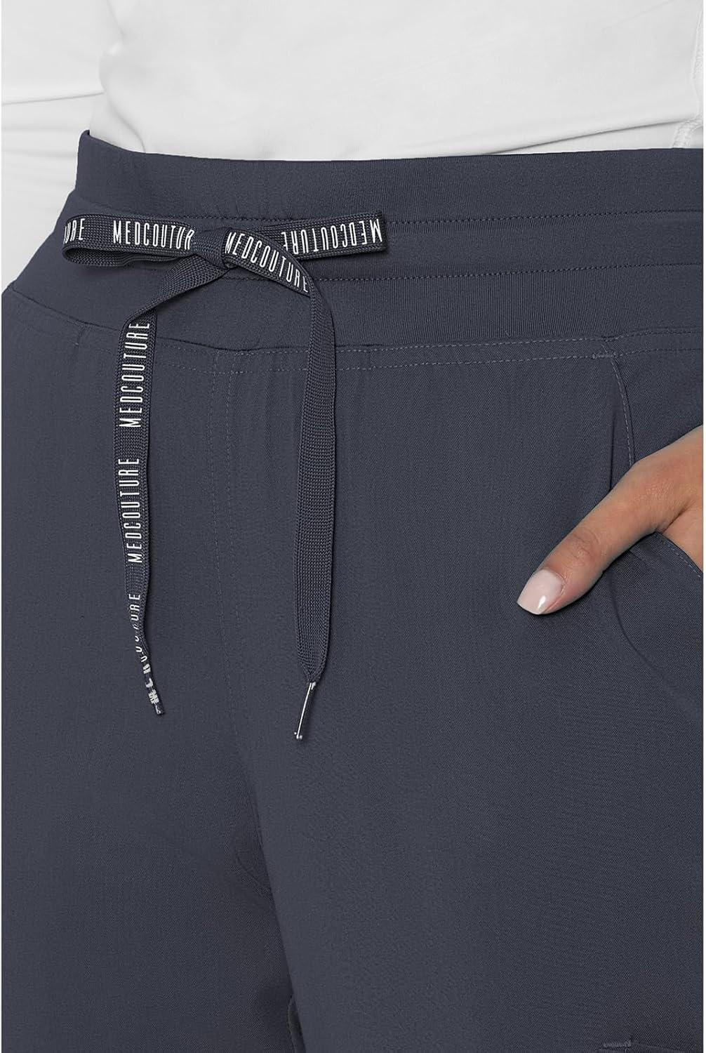 imageMed Couture Womens Cargo Scrub Jogger Pants 6 Pockets Ultra Soft Stretch Easy Care Soft Medical Uniform Bottoms MC7705Pewter