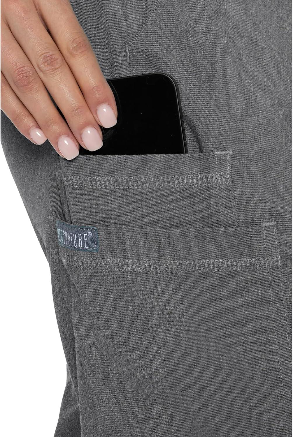 imageMed Couture Womens Cargo Scrub Jogger Pants 6 Pockets Ultra Soft Stretch Easy Care Soft Medical Uniform Bottoms MC7705Slate