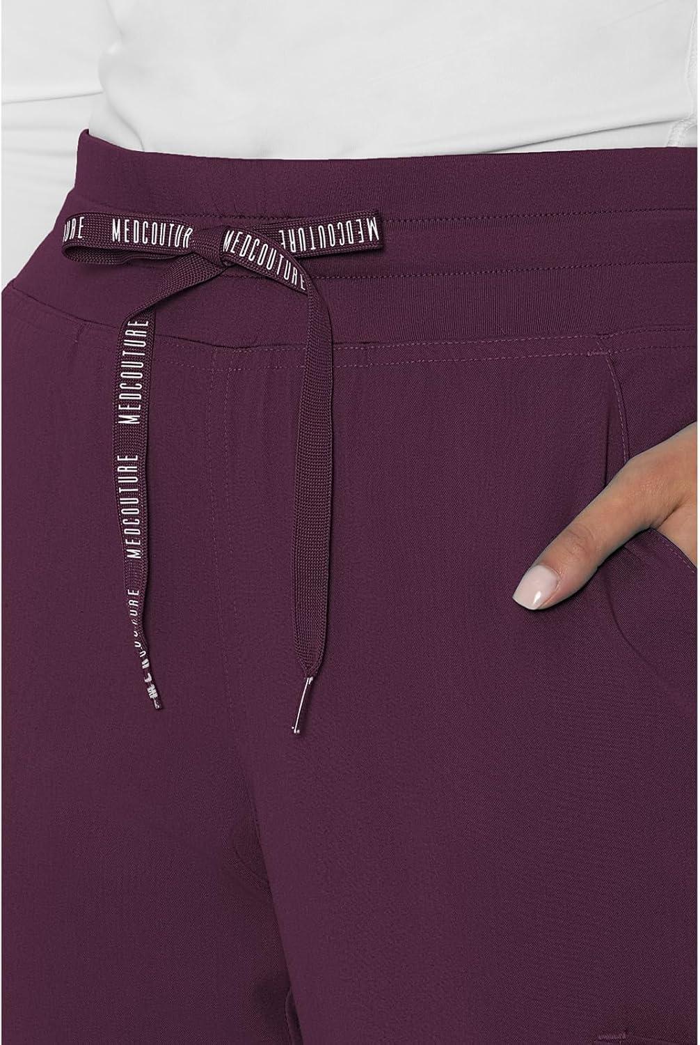 imageMed Couture Womens Cargo Scrub Jogger Pants 6 Pockets Ultra Soft Stretch Easy Care Soft Medical Uniform Bottoms MC7705Wine