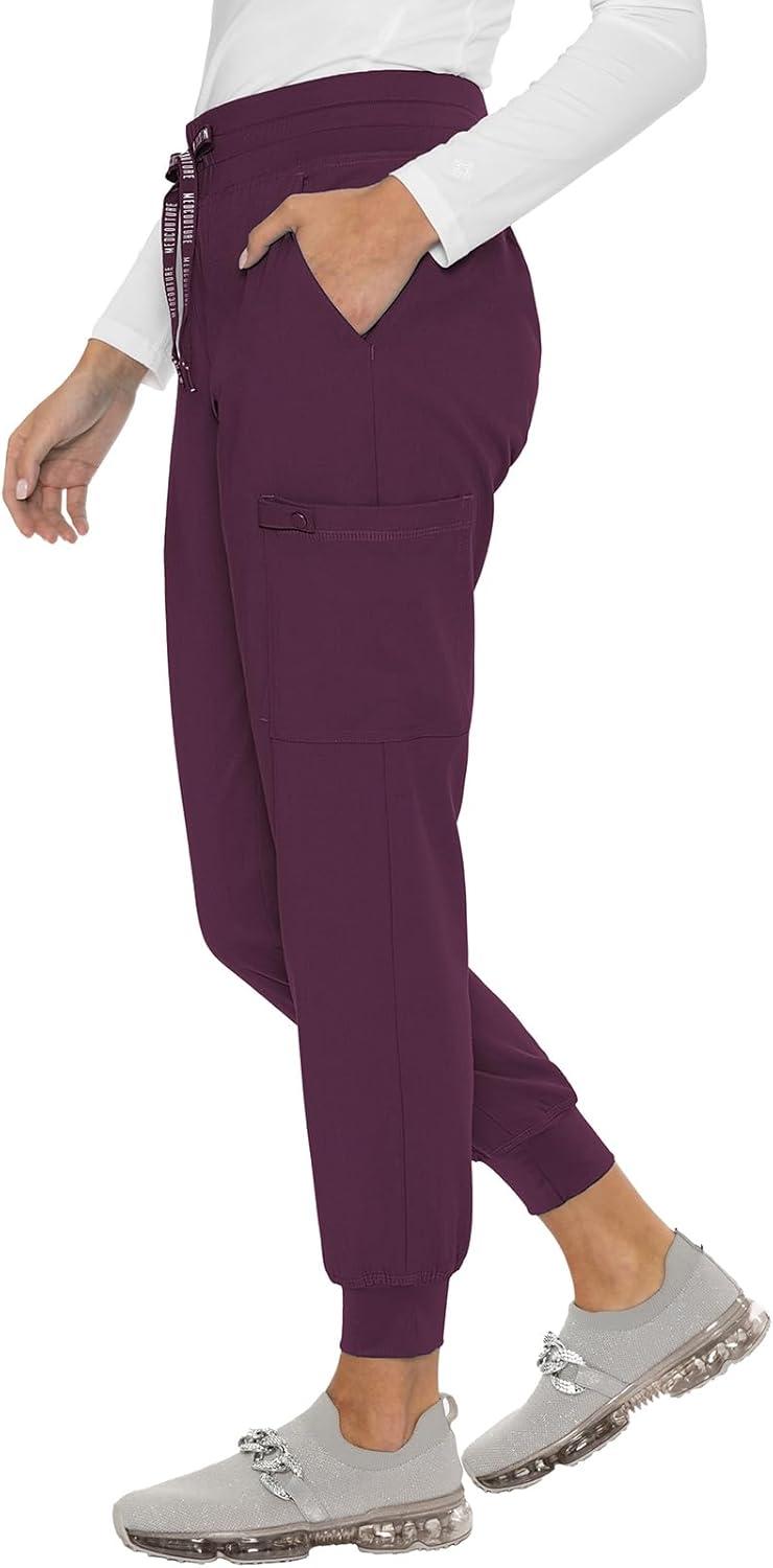 imageMed Couture Womens Cargo Scrub Jogger Pants 6 Pockets Ultra Soft Stretch Easy Care Soft Medical Uniform Bottoms MC7705Wine