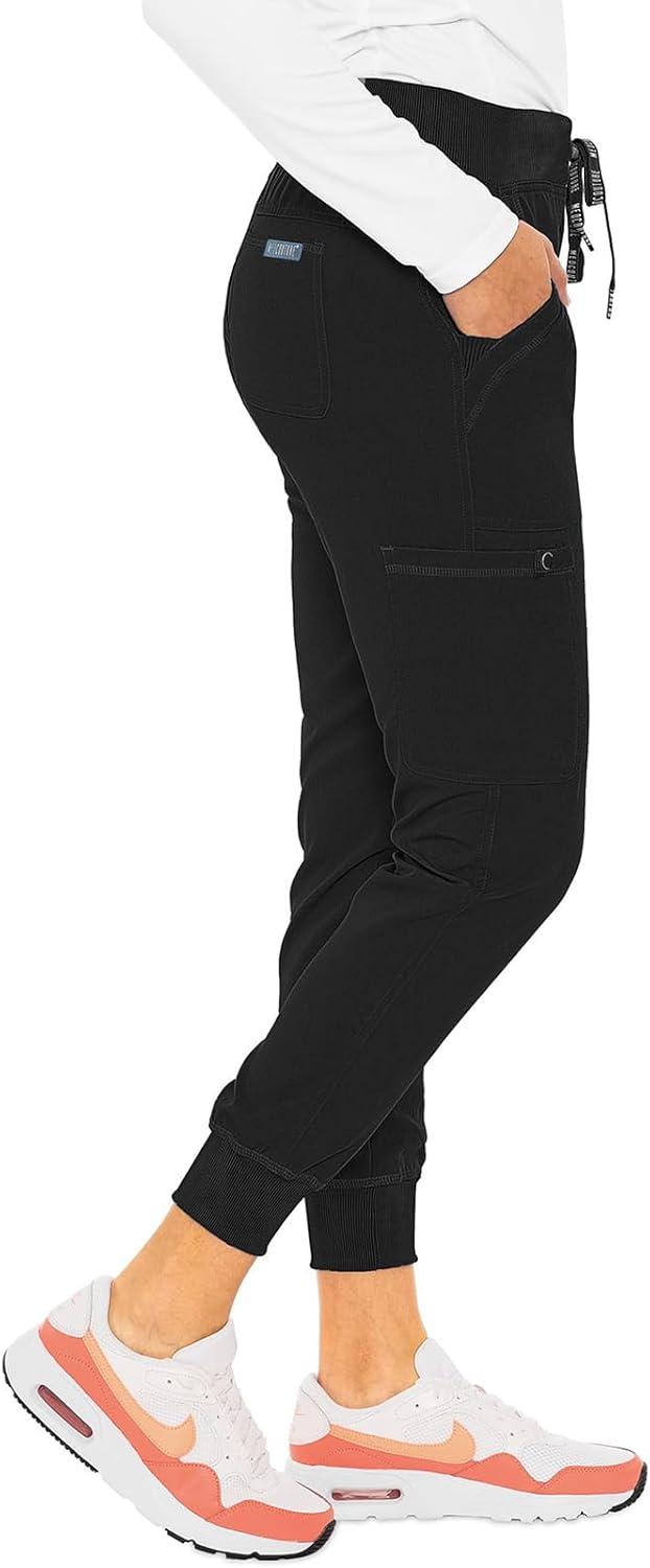 imageMed Couture Womens Scrub Set with V Neck Scrub Top MC7448 and 2Way Stretch Pants MC7710Black