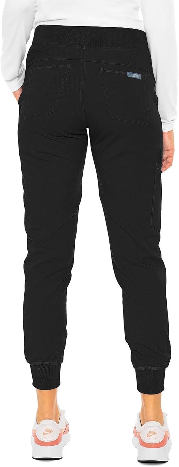 imageMed Couture Womens Scrub Set with V Neck Scrub Top MC7448 and 2Way Stretch Pants MC7710Black