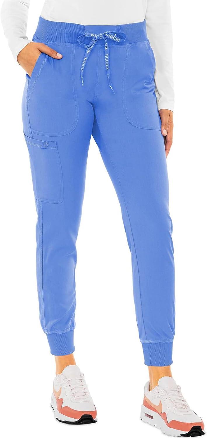 imageMed Couture Womens Scrub Set with V Neck Scrub Top MC7448 and 2Way Stretch Pants MC7710Ciel