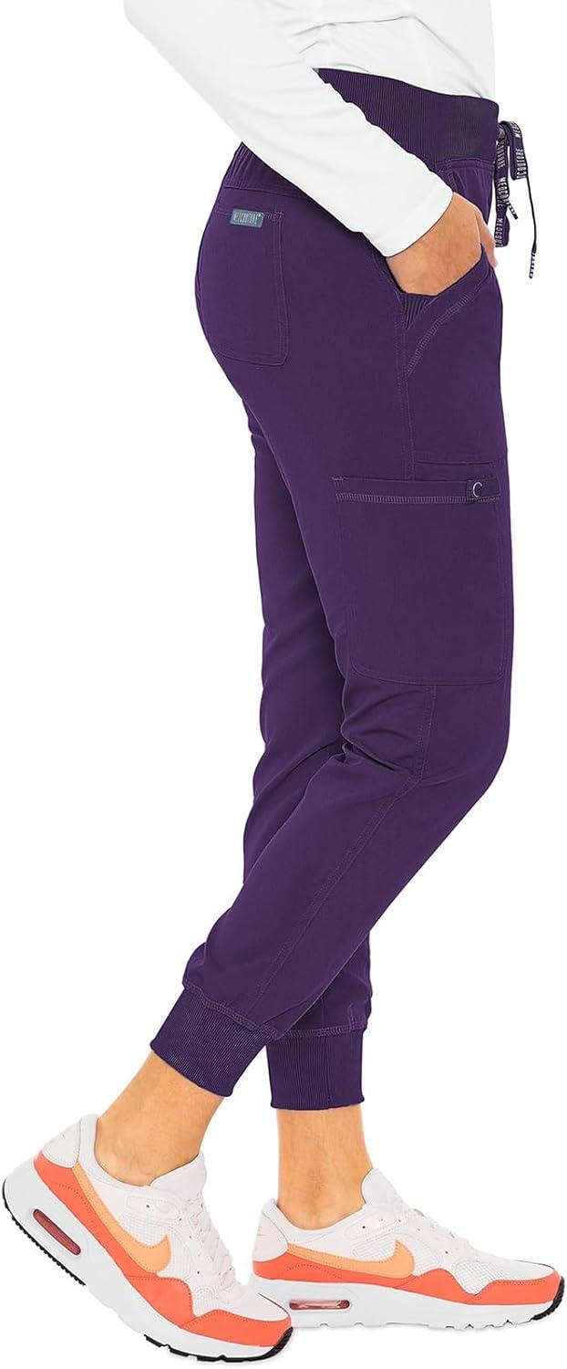 imageMed Couture Womens Scrub Set with V Neck Scrub Top MC7448 and 2Way Stretch Pants MC7710Eggplant