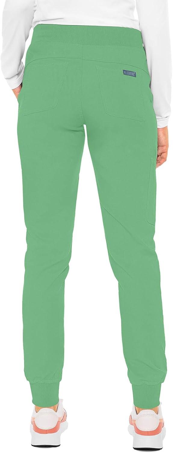 imageMed Couture Womens Scrub Set with V Neck Scrub Top MC7448 and 2Way Stretch Pants MC7710Kiwi Lime