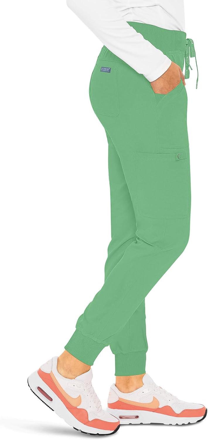 imageMed Couture Womens Scrub Set with V Neck Scrub Top MC7448 and 2Way Stretch Pants MC7710Kiwi Lime