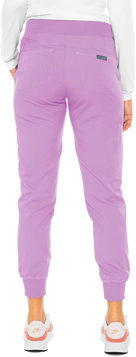imageMed Couture Womens Scrub Set with V Neck Scrub Top MC7448 and 2Way Stretch Pants MC7710Lilac