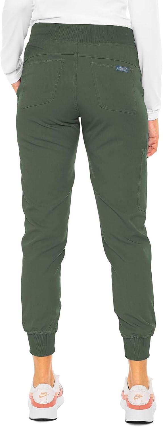 imageMed Couture Womens Scrub Set with V Neck Scrub Top MC7448 and 2Way Stretch Pants MC7710Olive
