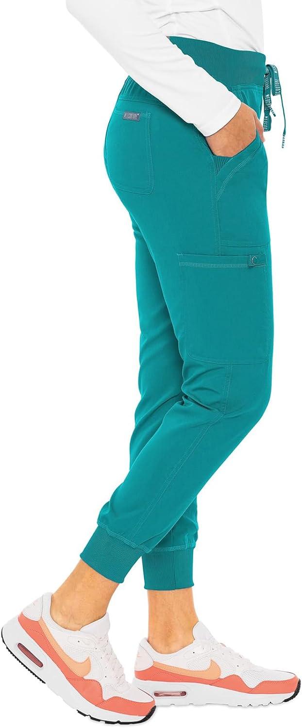 imageMed Couture Womens Scrub Set with V Neck Scrub Top MC7448 and 2Way Stretch Pants MC7710Teal