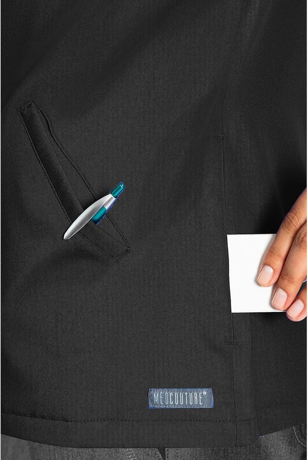 imageMed Couture Womens Scrub WarmUp Jacket Raglan with 4 Pockets with Ultra Soft and Durable Fabric MC7660Black