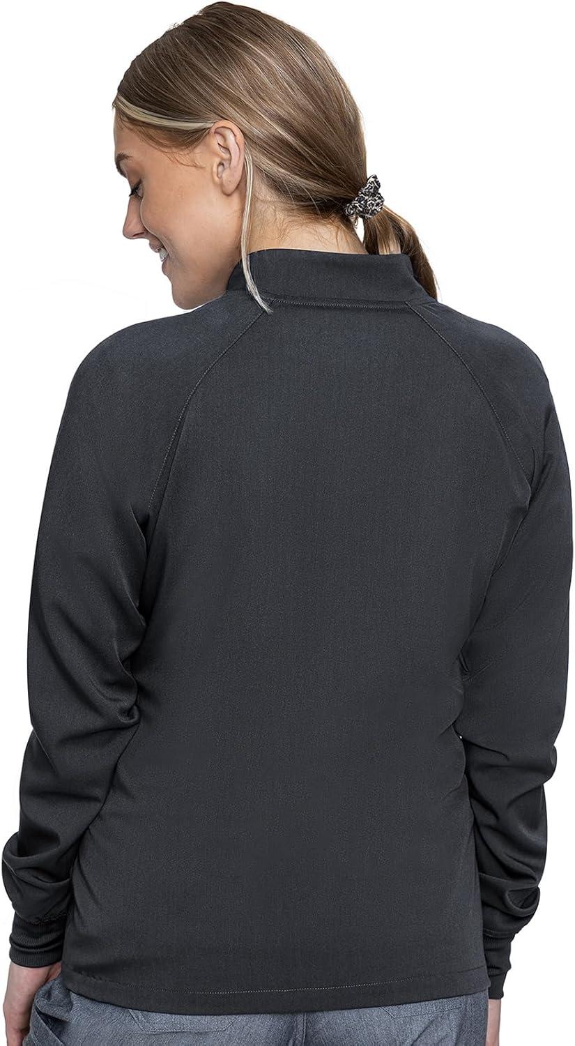 imageMed Couture Womens Scrub WarmUp Jacket Raglan with 4 Pockets with Ultra Soft and Durable Fabric MC7660Black