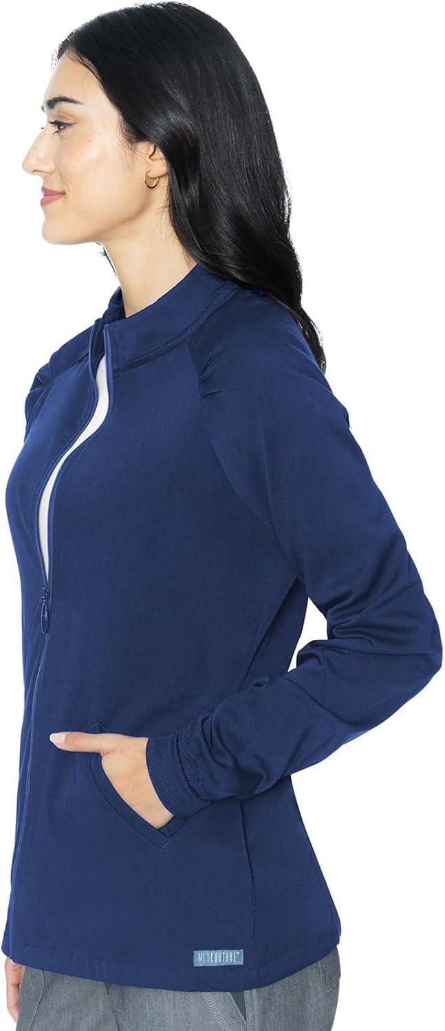 imageMed Couture Womens Scrub WarmUp Jacket Raglan with 4 Pockets with Ultra Soft and Durable Fabric MC7660Navy