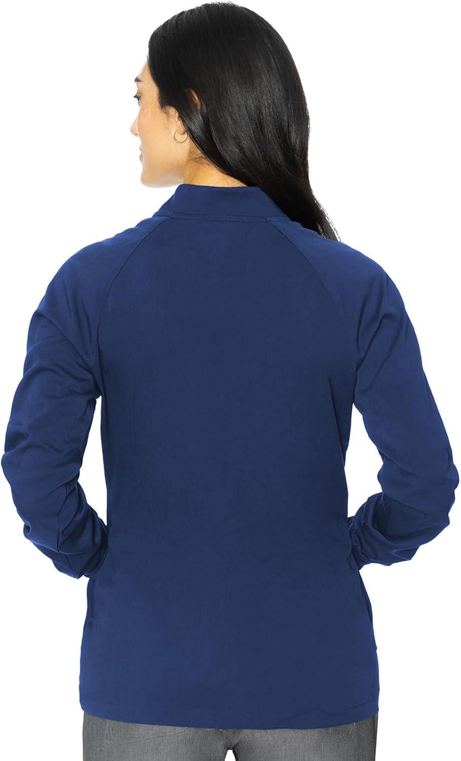 imageMed Couture Womens Scrub WarmUp Jacket Raglan with 4 Pockets with Ultra Soft and Durable Fabric MC7660Navy