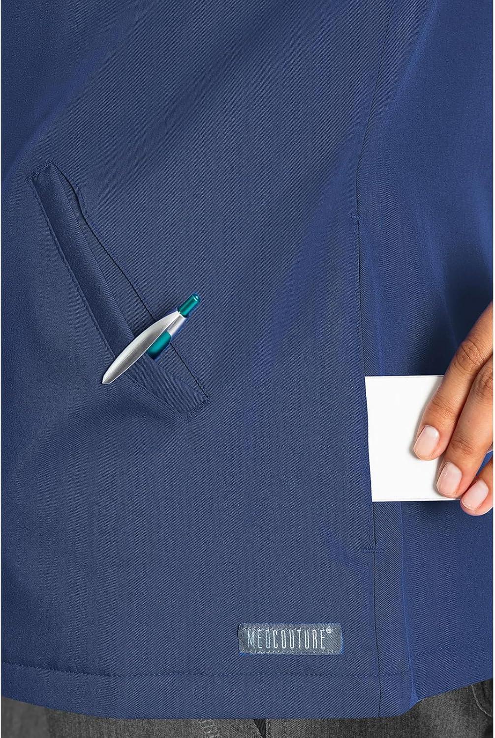 imageMed Couture Womens Scrub WarmUp Jacket Raglan with 4 Pockets with Ultra Soft and Durable Fabric MC7660Navy