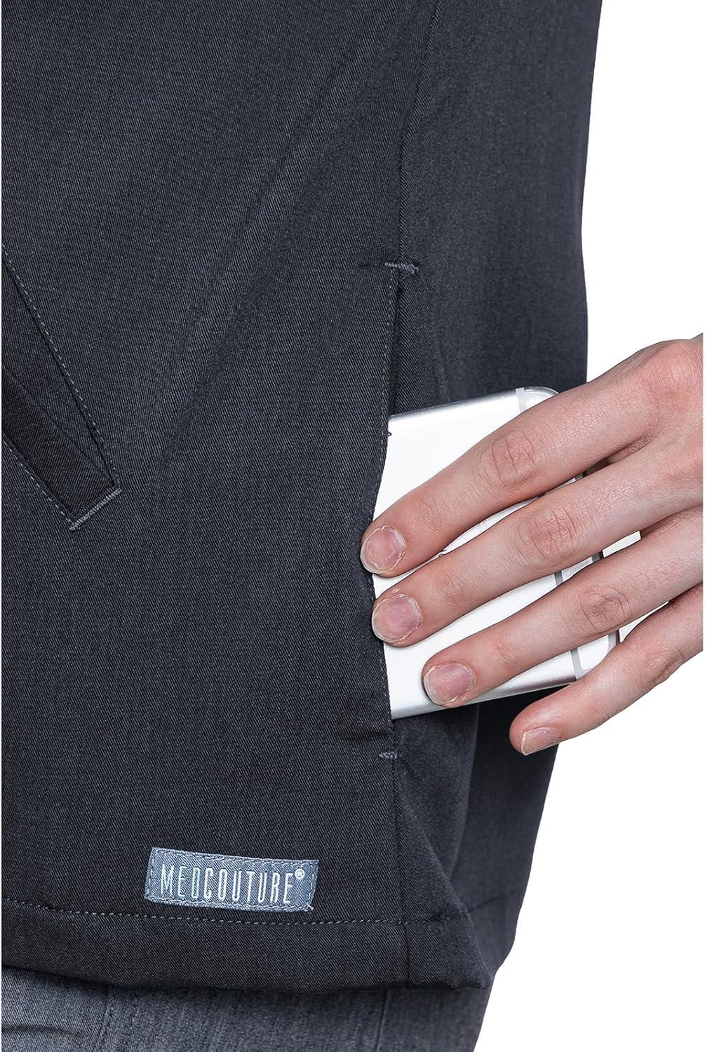 imageMed Couture Womens Scrub WarmUp Jacket Raglan with 4 Pockets with Ultra Soft and Durable Fabric MC7660Pewter