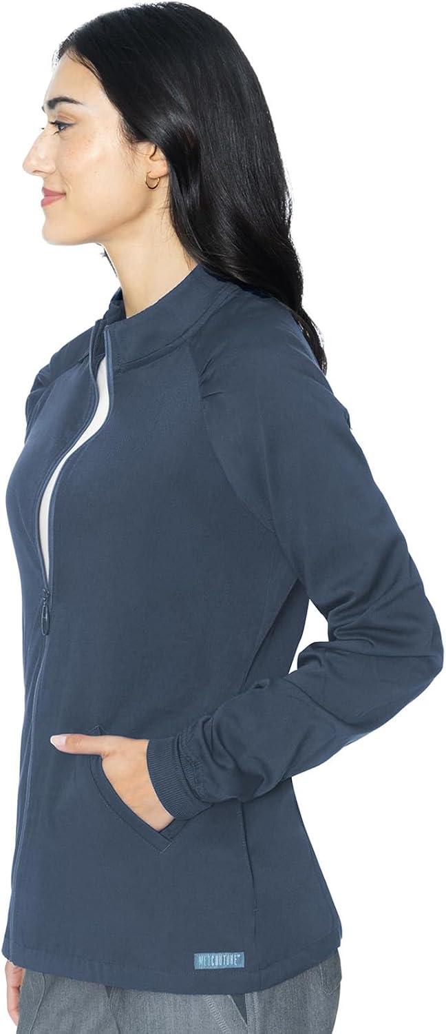 imageMed Couture Womens Scrub WarmUp Jacket Raglan with 4 Pockets with Ultra Soft and Durable Fabric MC7660Pewter