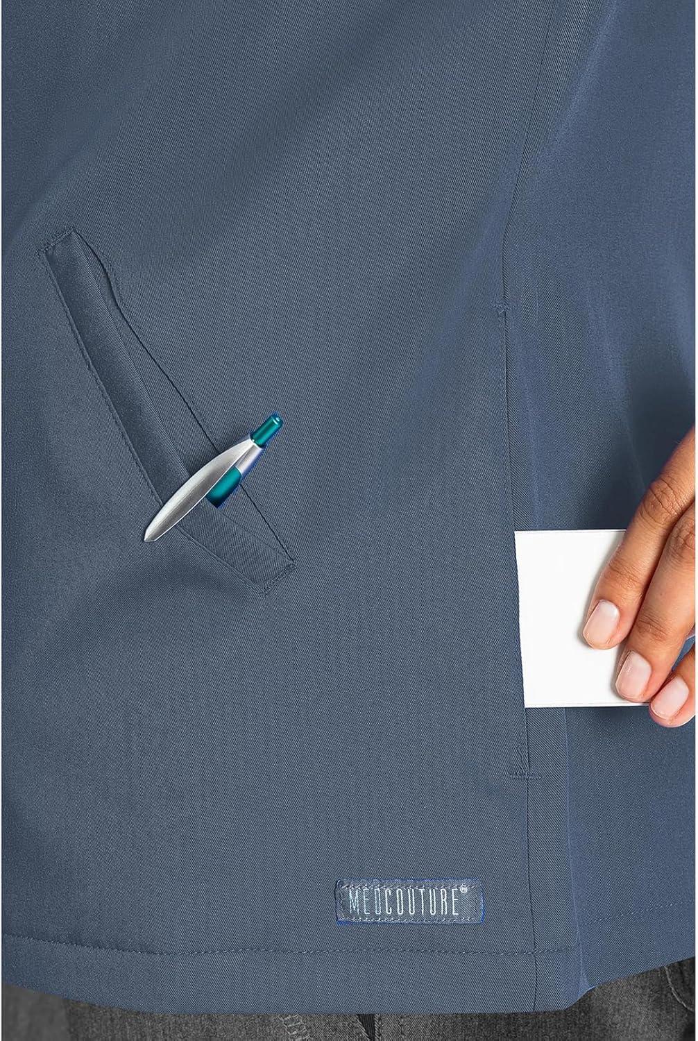 imageMed Couture Womens Scrub WarmUp Jacket Raglan with 4 Pockets with Ultra Soft and Durable Fabric MC7660Pewter