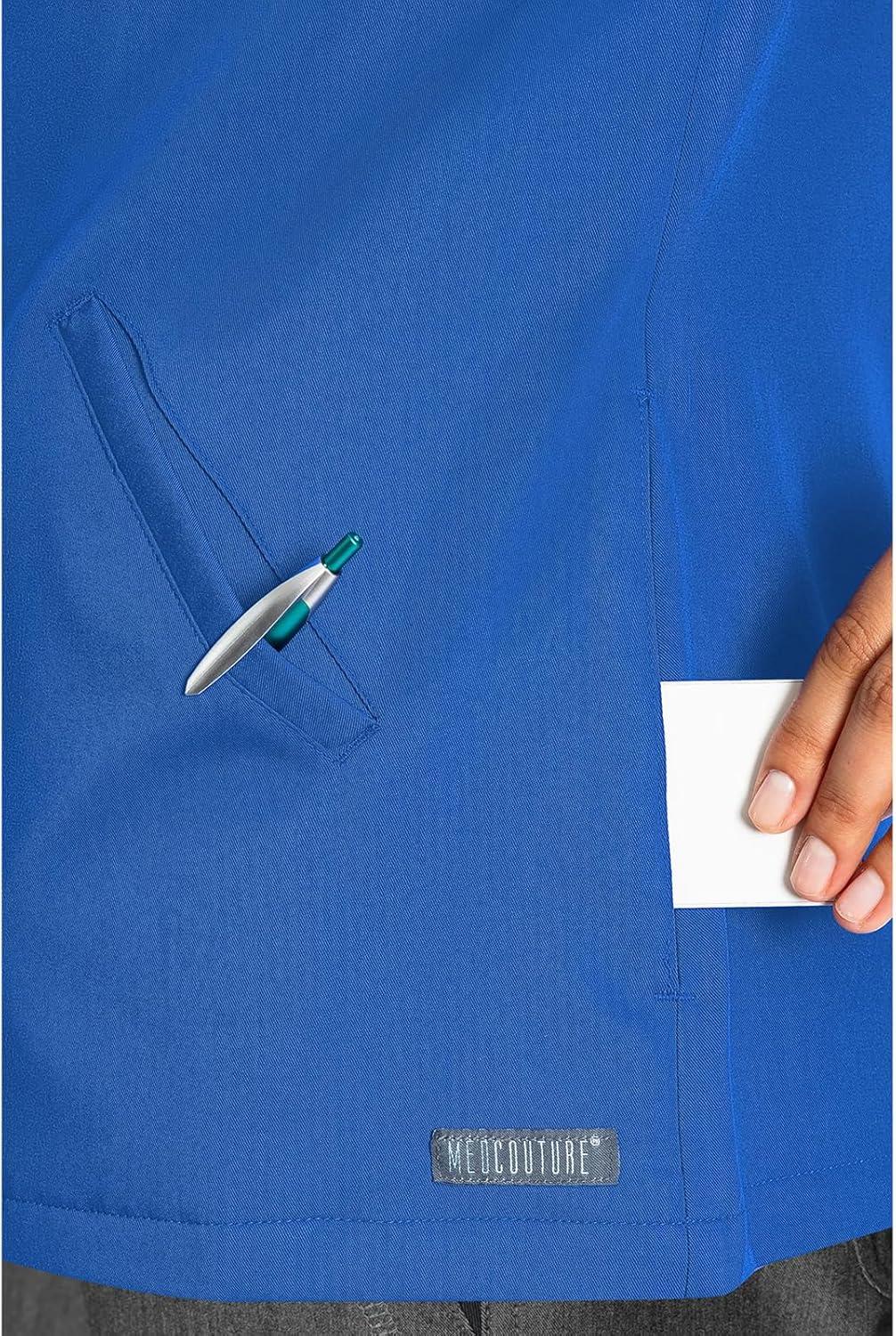 imageMed Couture Womens Scrub WarmUp Jacket Raglan with 4 Pockets with Ultra Soft and Durable Fabric MC7660Royal