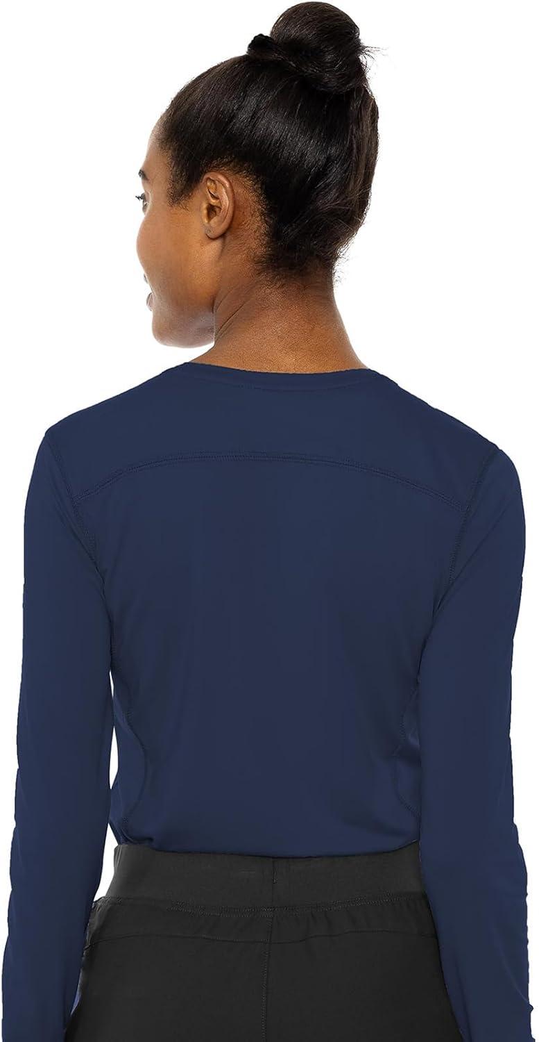 imageMed Couture Womens Underscrub Top Long Sleeve Performance Knit Tee 360 Stretch Lightweight amp Ultra Soft Fabric MC8499Navy