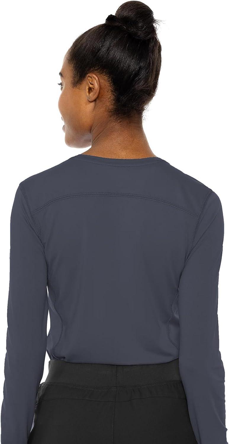 imageMed Couture Womens Underscrub Top Long Sleeve Performance Knit Tee 360 Stretch Lightweight amp Ultra Soft Fabric MC8499Pewter