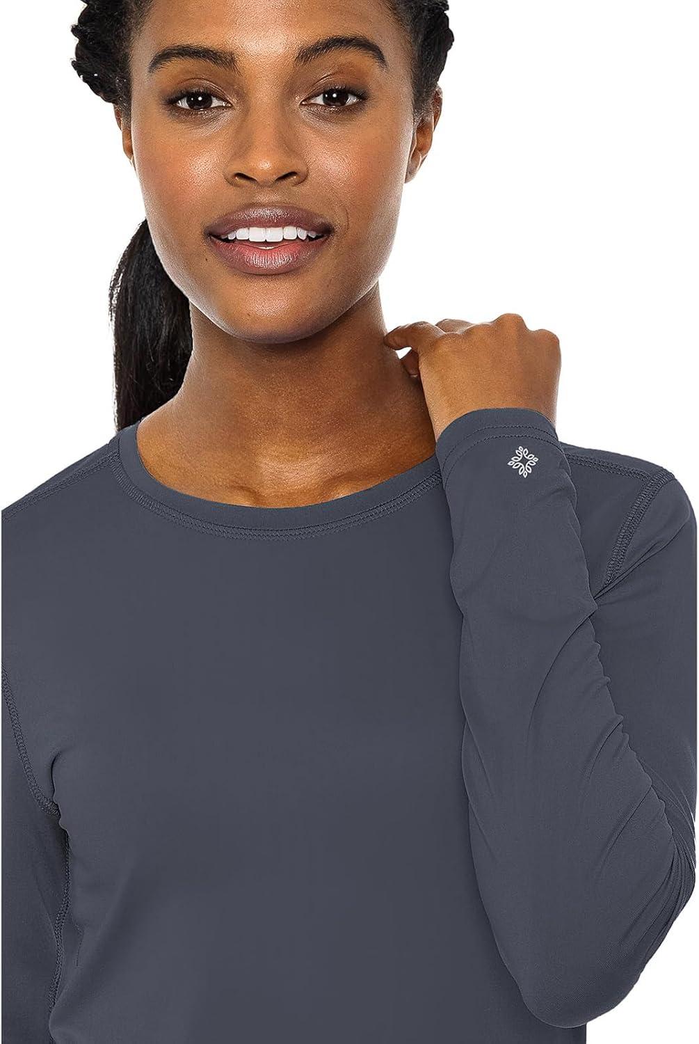 imageMed Couture Womens Underscrub Top Long Sleeve Performance Knit Tee 360 Stretch Lightweight amp Ultra Soft Fabric MC8499Pewter