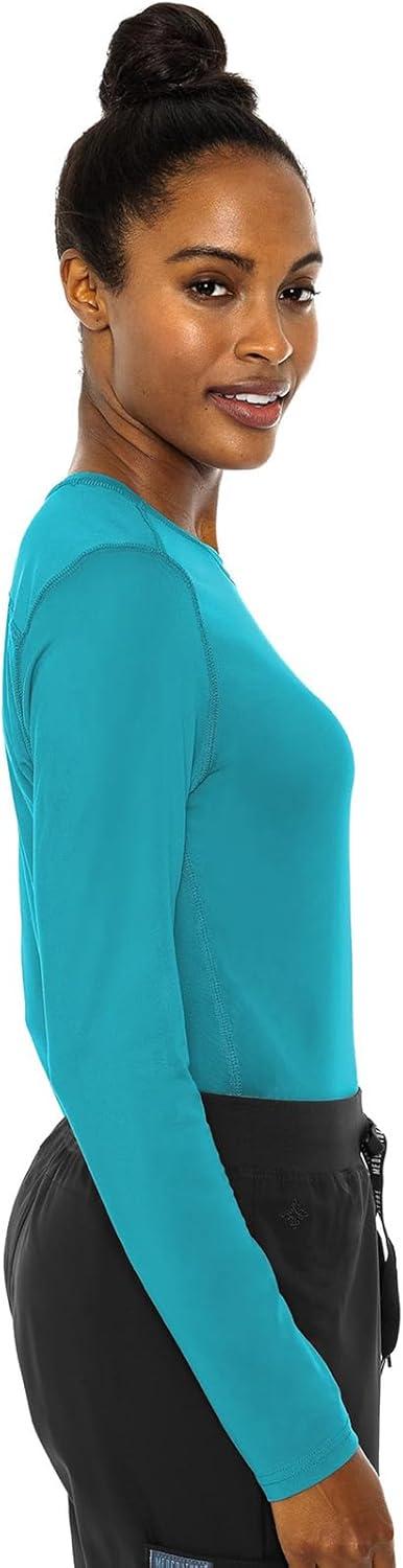 imageMed Couture Womens Underscrub Top Long Sleeve Performance Knit Tee 360 Stretch Lightweight amp Ultra Soft Fabric MC8499Teal