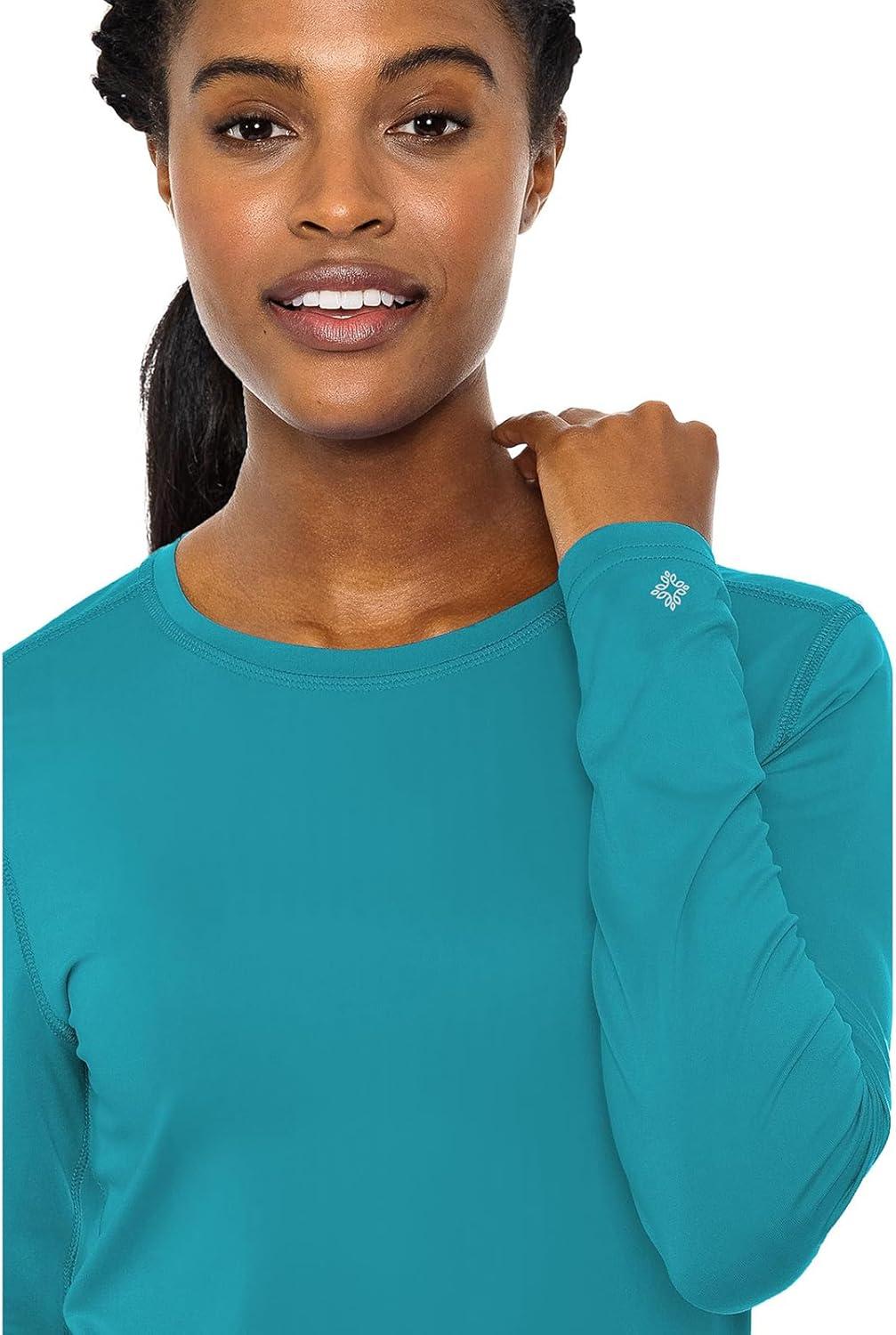 imageMed Couture Womens Underscrub Top Long Sleeve Performance Knit Tee 360 Stretch Lightweight amp Ultra Soft Fabric MC8499Teal