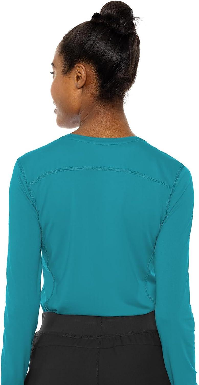 imageMed Couture Womens Underscrub Top Long Sleeve Performance Knit Tee 360 Stretch Lightweight amp Ultra Soft Fabric MC8499Teal