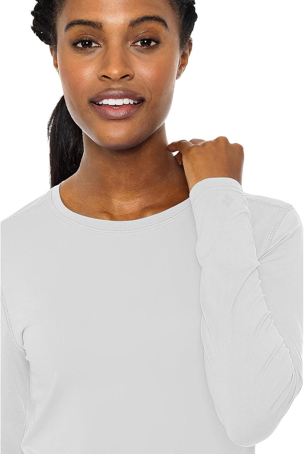 imageMed Couture Womens Underscrub Top Long Sleeve Performance Knit Tee 360 Stretch Lightweight amp Ultra Soft Fabric MC8499White