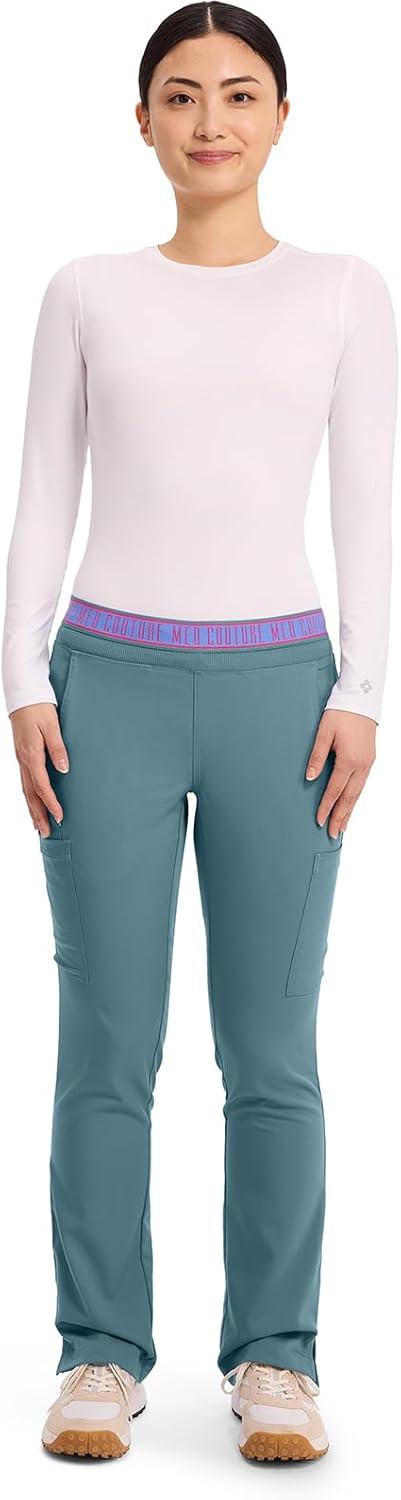 imageMed Couture Womens Yoga PullOn Pant with 7 Pockets UltraSoft RibKnit Waistband and 2Way Stretch Technology MC7739Blue Jean Baby