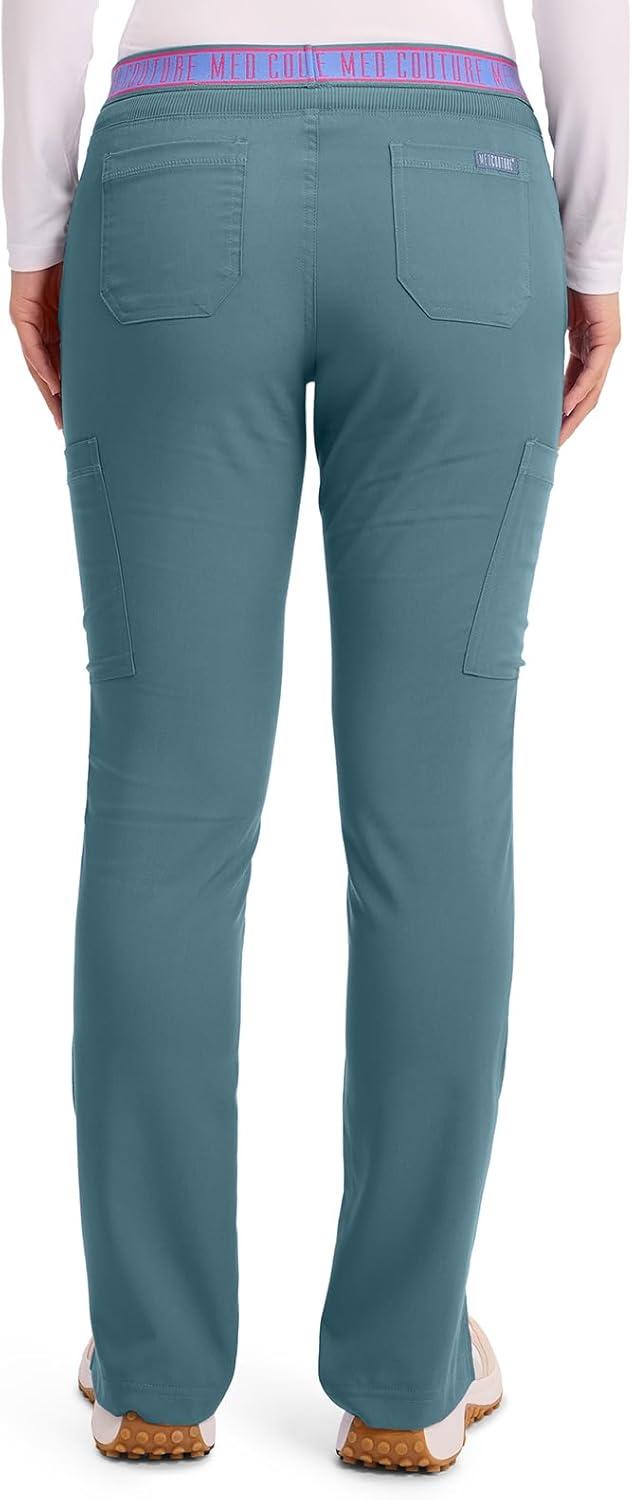 imageMed Couture Womens Yoga PullOn Pant with 7 Pockets UltraSoft RibKnit Waistband and 2Way Stretch Technology MC7739Blue Jean Baby