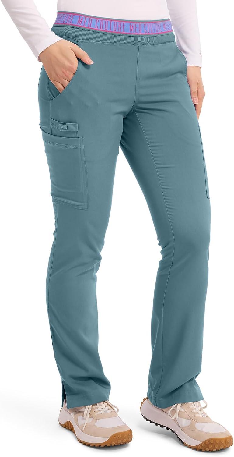imageMed Couture Womens Yoga PullOn Pant with 7 Pockets UltraSoft RibKnit Waistband and 2Way Stretch Technology MC7739Blue Jean Baby